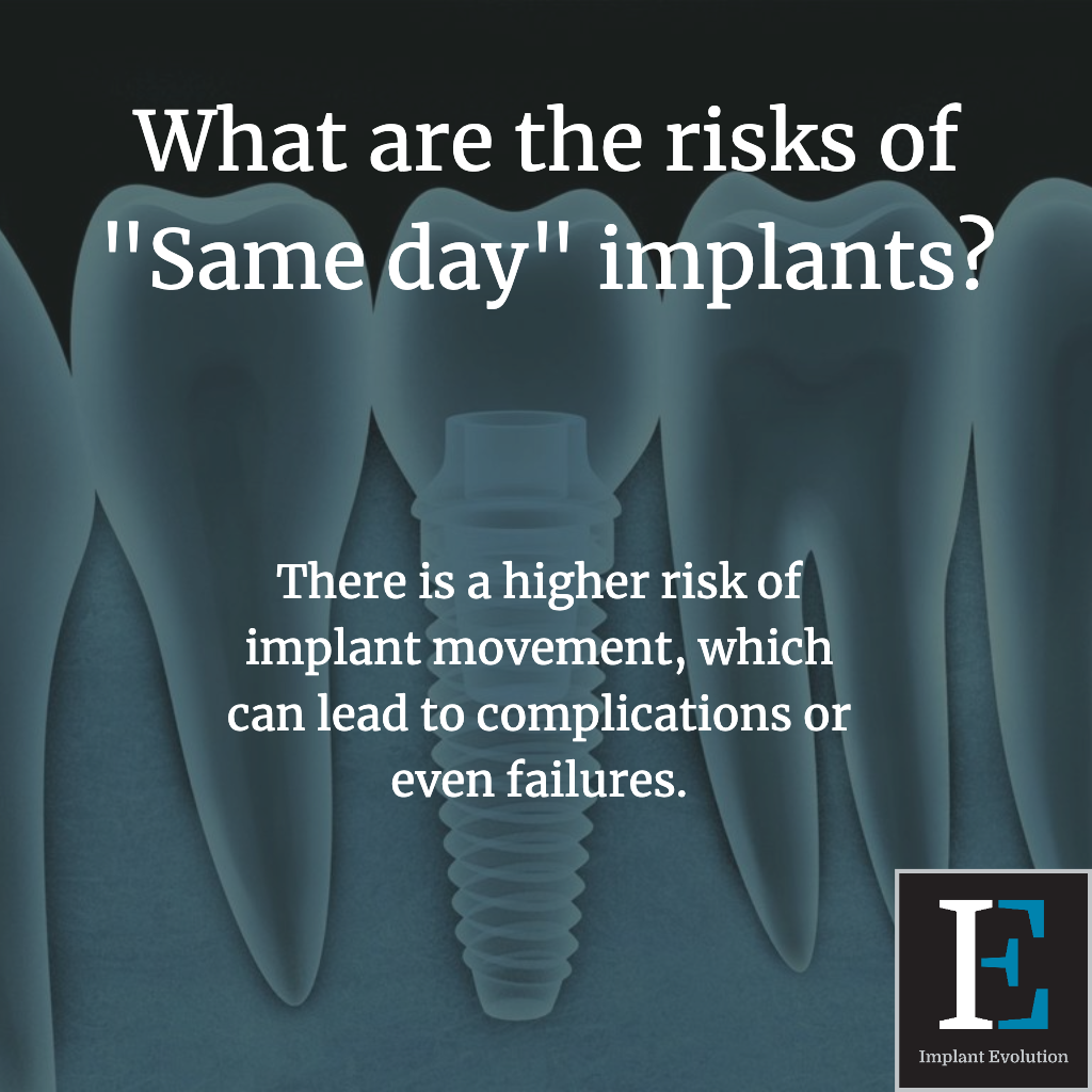 What are the risks of "same day" implants? There is a higher risk of implant movement.